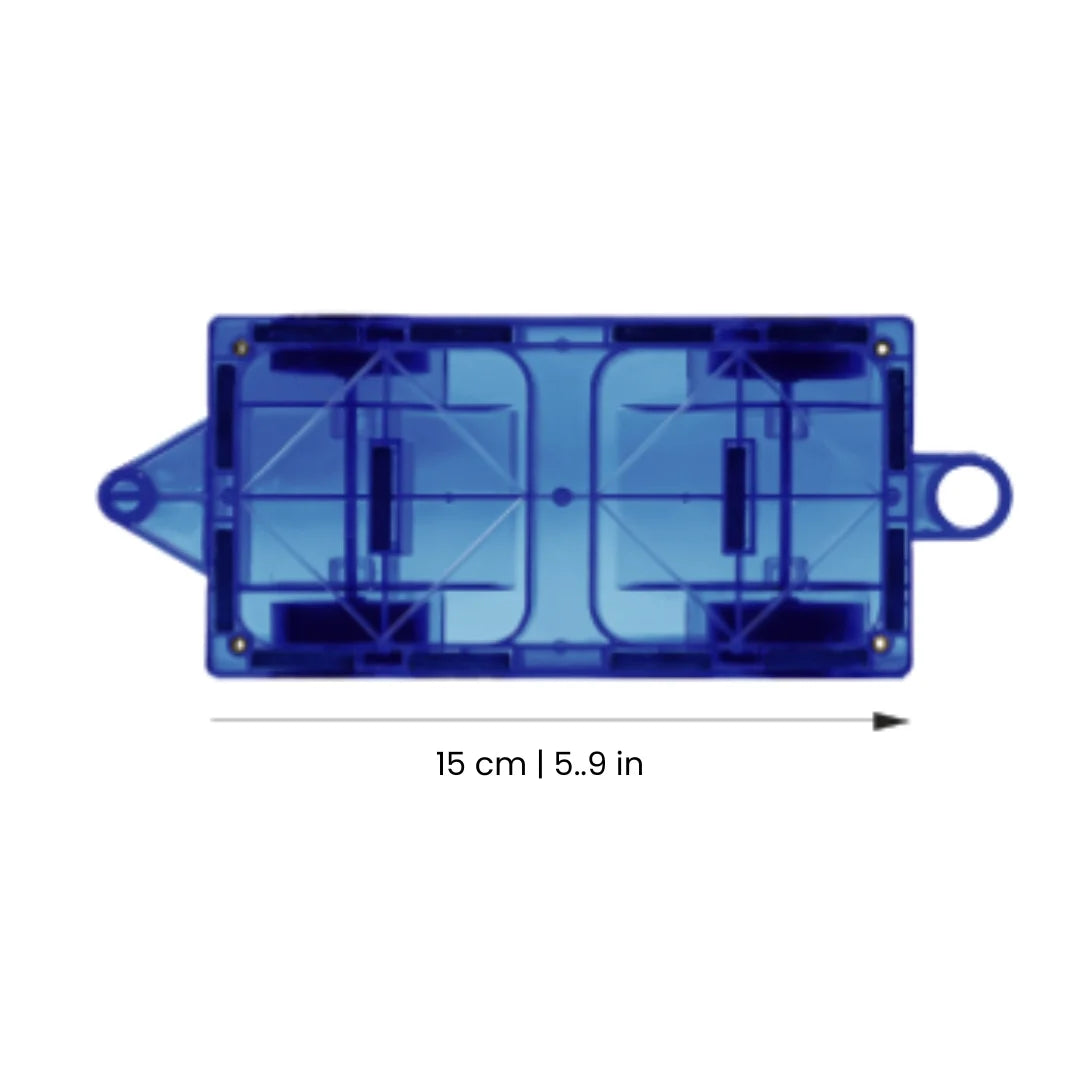 Tessella Magnetic Tiles Car Base – Blue 15 cm magnetic car platform with wheels, STEM building toy accessory for kids, compatible with Tessella, Connetix, PicassoTiles and Magna-Tiles